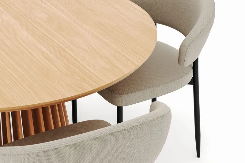 Peyra Matbord 120 cm Rund med 4 Sawako Stolar - Natur - Möbler - Bord & matgrupper - Matgrupper