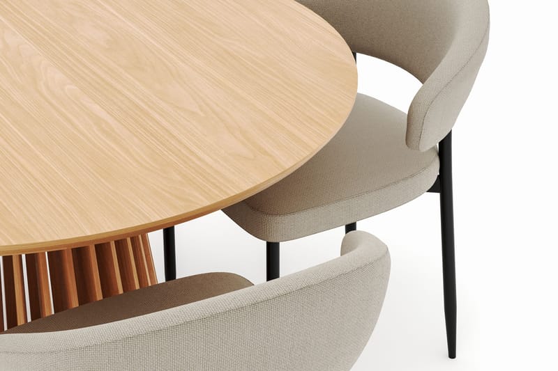 Peyra Matbord 120 cm Rund med 4 Sawako Stolar - Natur - Möbler - Bord & matgrupper - Matgrupper