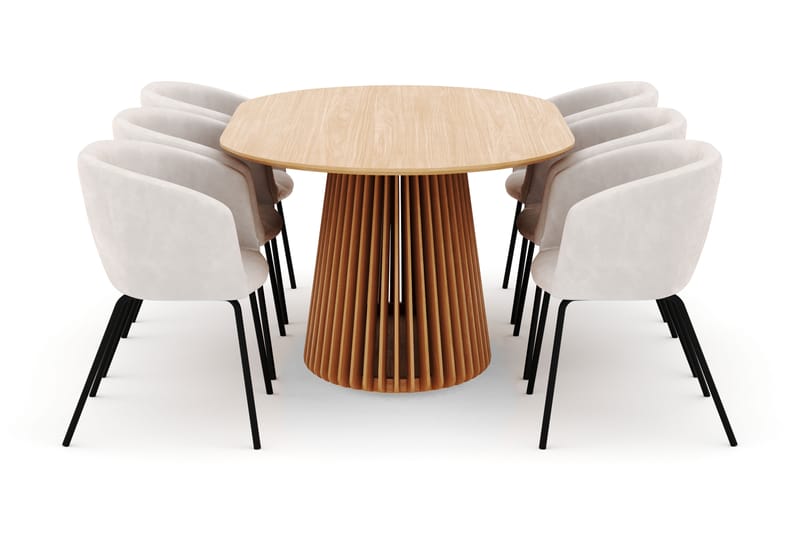 Peyra Matbord 200 cm Oval med 6 Berit Stolar - Natur - Möbler - Bord & matgrupper - Matgrupper