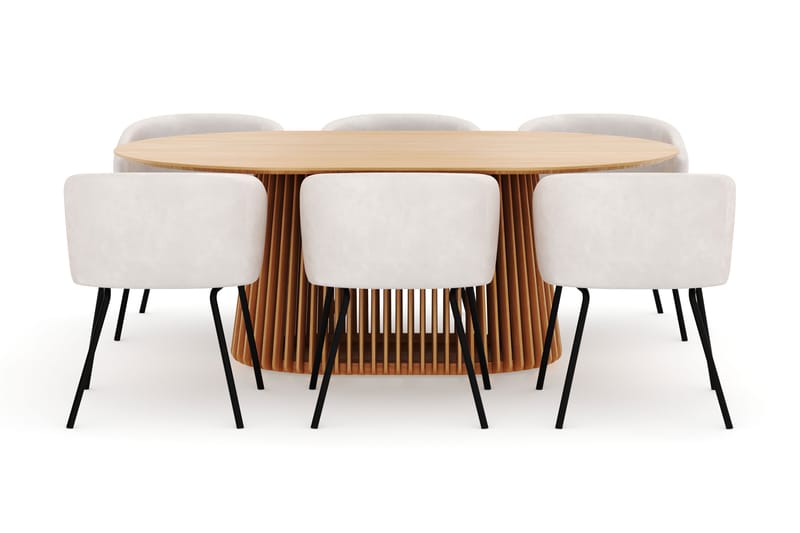 Peyra Matbord 200 cm Oval med 6 Berit Stolar - Natur - Möbler - Bord & matgrupper - Matgrupper