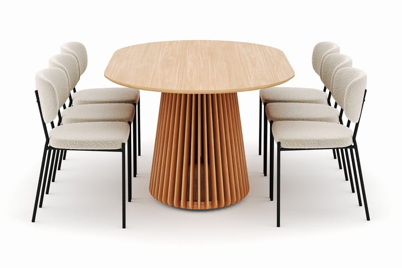 Peyra Matbord 200 cm Oval med 6 Gemmiano Stolar - Natur - Möbler - Bord & matgrupper - Matgrupper