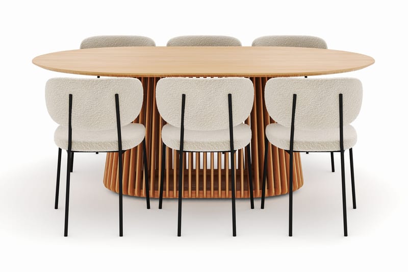 Peyra Matbord 200 cm Oval med 6 Gemmiano Stolar - Natur - Möbler - Bord & matgrupper - Matgrupper