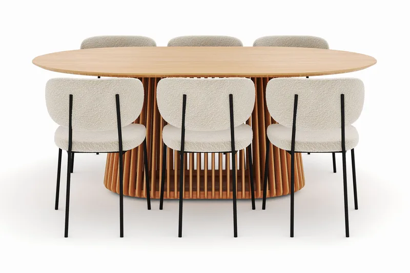 Peyra Matbord 200 cm Oval med 6 Gemmiano Stolar - Natur - Möbler - Bord & matgrupper - Matgrupper