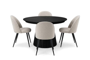 Peyra Matgrupp 120-220 cm förlängningsbart med 4 Nibe Plus Mastolar - Svartlaserad ek - Möbler - Bord & matgrupper - Matgrupper