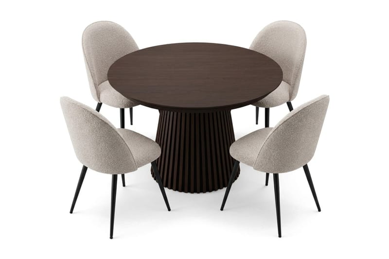Peyra Matgrupp 120-220 cm förlängningsbart med 4 Nibe Plus Mastolar - Rökt ek - Möbler - Bord & matgrupper - Matgrupper