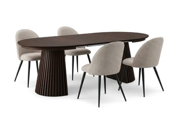 Peyra Matgrupp 120-220 cm förlängningsbart med 4 Nibe Plus Mastolar - Rökt ek - Möbler - Bord & matgrupper - Matgrupper