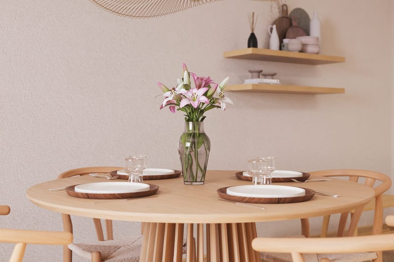 Peyra Matgrupp 120 cm Rund Ek med 4 Dastoori Matstol - 2220068-4,1893466-1 - Natur - Möbler - Bord & matgrupper - Matgrupper