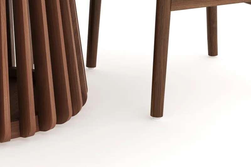 Peyra Matgrupp 120 cm Rund med 4 Dastoori Matstol - 2220070-4,1893317-1 - Valnöt / Brun / Beige - Möbler - Bord & matgrupper - Matgrupper