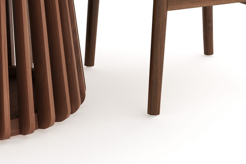 Peyra Matgrupp 120 cm Rund med 4 Dastoori Matstolar - Valnöt / Brun / Beige - Möbler - Bord & matgrupper - Matgrupper