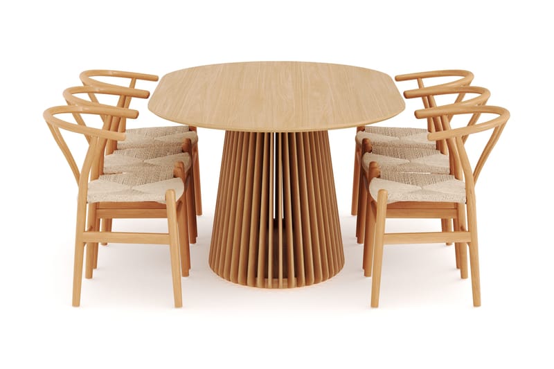 Peyra Matgrupp 200 cm Ovalt Ek med 6 Dastoori Matstol - 2220068-6,1893461-1 - Natur - Möbler - Bord & matgrupper - Matgrupper