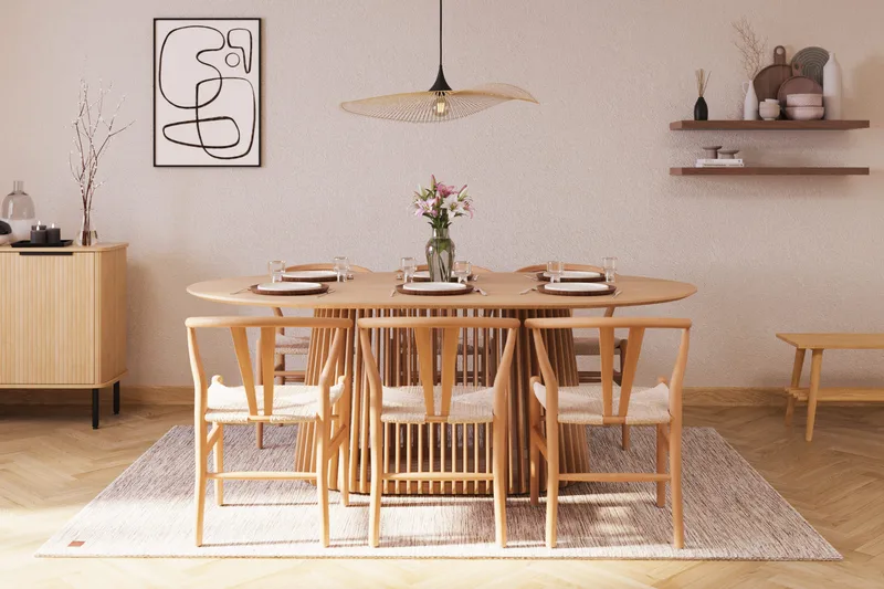 Peyra Matgrupp 200 cm Ovalt Ek med 6 Dastoori Matstol - 2220068-6,1893461-1 - Natur - Möbler - Bord & matgrupper - Matgrupper