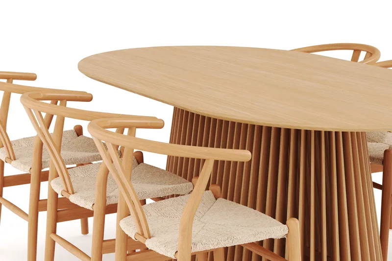 Peyra Matgrupp 200 cm Ovalt Ek med 6 Dastoori Matstolar - Natur - Möbler - Bord & matgrupper - Matgrupper