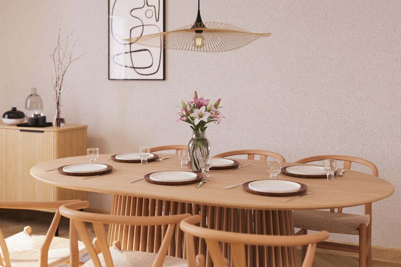 Peyra Matgrupp 200 cm Ovalt Ek med 6 Dastoori Matstolar - Natur - Möbler - Bord & matgrupper - Matgrupper