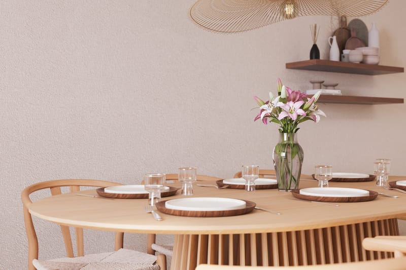 Peyra Matgrupp 200 cm Ovalt Ek med 6 Dastoori Matstolar - Natur - Möbler - Bord & matgrupper - Matgrupper