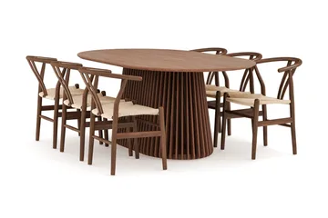 Peyra Matgrupp 200 cm Ovalt med 6 Dastoori Matstol - 2220070-6,1893316-1