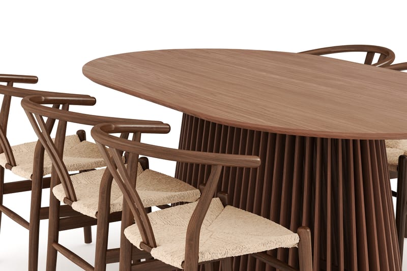 Peyra Matgrupp 200 cm Ovalt med 6 Dastoori Matstol - 2220070-6,1893316-1 - Valnöt - Möbler - Bord & matgrupper - Matgrupper