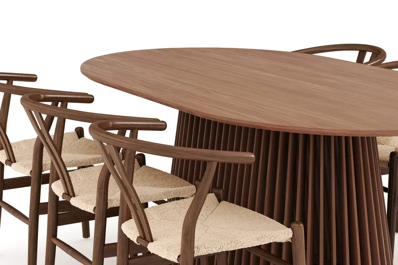 Peyra Matgrupp 200 cm Ovalt med 6 Dastoori Matstolar - Valnöt - Möbler - Bord & matgrupper - Matgrupper