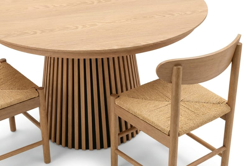 Peyra Matgrupp Förlängningsbart runt 120-220 cm Ek med 4 Malte Matstolar - Möbler - Bord & matgrupper - Matgrupper