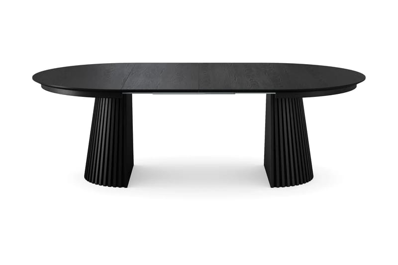 Peyra Matgrupp Förlängningsbart runt 140-220 cm Svart med 6 Malte Matstolar - Möbler - Bord & matgrupper - Matgrupper