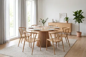 Peyra Matgrupp runt 130 cm Ek med 6 Winston Matstolar - Ek - Möbler - Bord & matgrupper - Matgrupper
