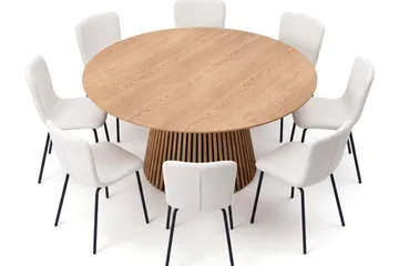 Peyra Matgrupp runt 180 cm Ek med 8 Katy Matstolar - Ek - Möbler - Bord & matgrupper - Matgrupper