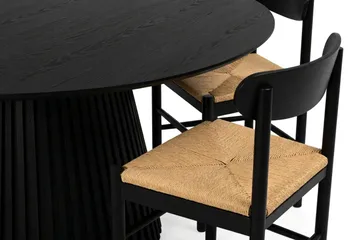 Peyra Matgrupp runt 180 cm Svart med 8 Malte Matstolar - Svartlaserad ek - Möbler - Bord & matgrupper - Matgrupper