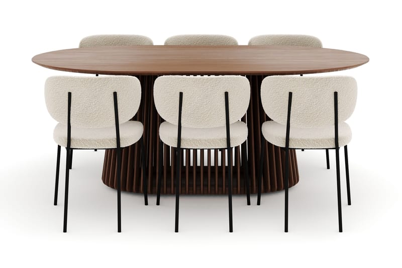 Peyra Ovalt Matbord 200 cm med 6 Gemmiano Stolar - Valnöt - Möbler - Bord & matgrupper - Matgrupper