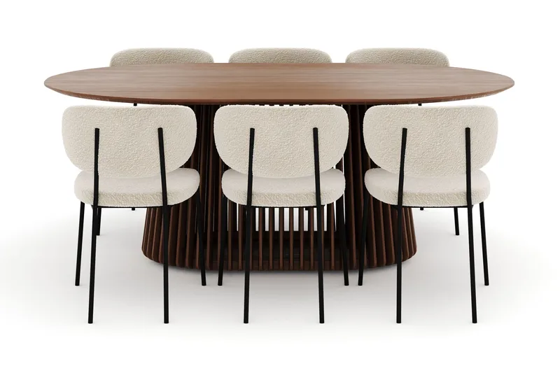 Peyra Ovalt Matbord 200 cm med 6 Gemmiano Stolar - Valnöt - Möbler - Bord & matgrupper - Matgrupper