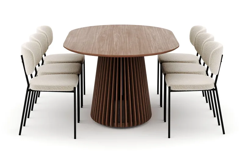 Peyra Ovalt Matbord 200 cm med 6 Gemmiano Stolar - Valnöt - Möbler - Bord & matgrupper - Matgrupper