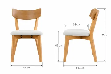 Peyra Rund Utdragbar Matgrupp 120-220 cm – Matbord med 4 Amelia Matstolar i Trä med Ekutseende - Natur - Möbler - Bord & matgrupper - Matgrupper