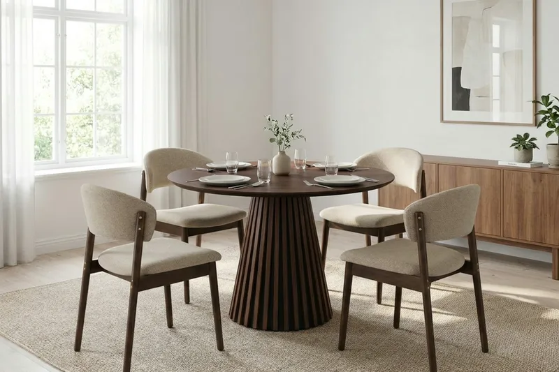 Peyra Runt Matbord 110 cm Fanér - Valnöt - Möbler - Bord & matgrupper - Matbord & köksbord