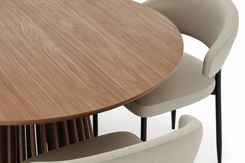 Peyra Runt Matbord 120 cm med 4 Sawako Stolar - Valnöt - Möbler - Bord & matgrupper - Matgrupper