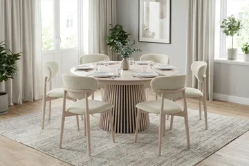 Peyra Runt Matbord förlängningsbart 140-240 cm Fanér - Vitlaserad ek - Möbler - Bord & matgrupper - Matbord & köksbord