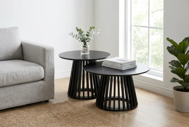 Peyra Soffbord Runt 60 cm Fanér - Svart - Möbler - Bord & matgrupper - Soffbord