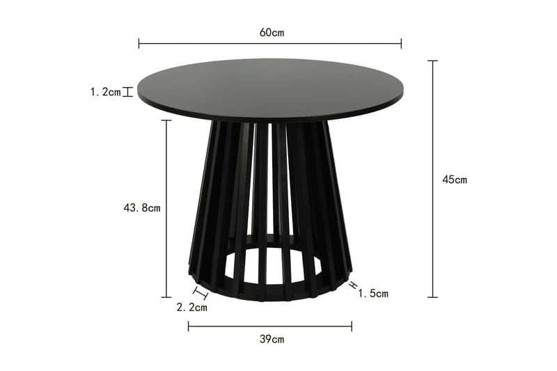 Peyra Soffbord Runt 60 cm Fanér - Svart - Möbler - Bord & matgrupper - Soffbord