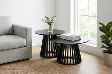 Peyra Soffbord Runt 60 cm Fanér - Svartlaserad ek - Möbler - Bord & matgrupper - Soffbord