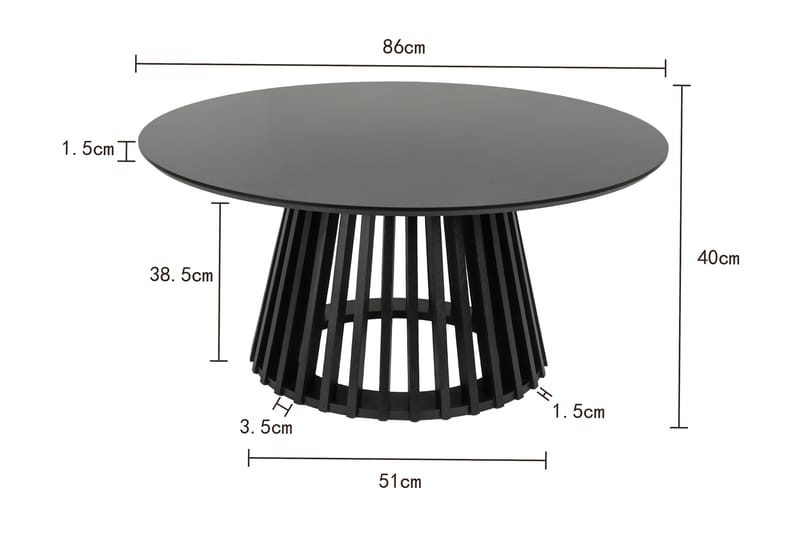 Peyra Soffbord Runt 86 cm Fanér - Svart - Möbler - Bord & matgrupper - Soffbord