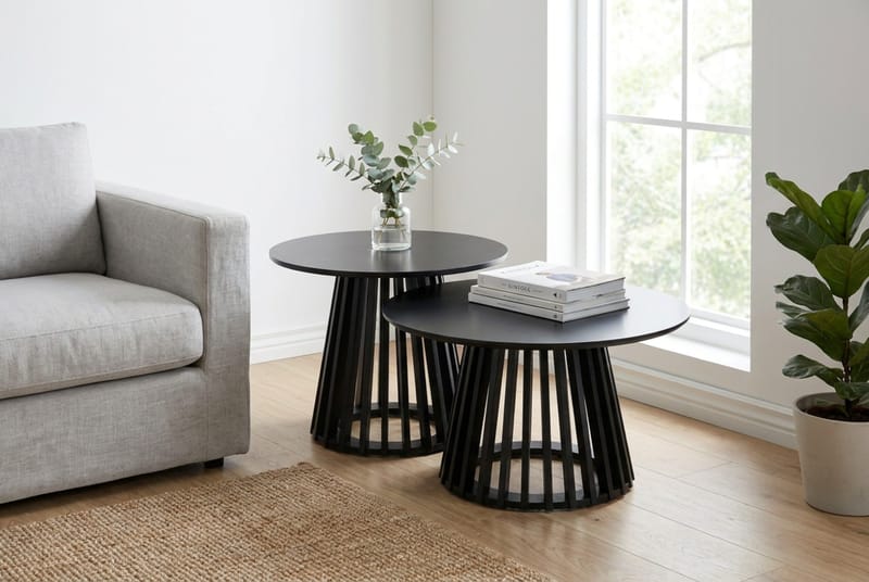 Peyra Soffbord Runt 86 cm Fanér - Svart - Möbler - Bord & matgrupper - Soffbord
