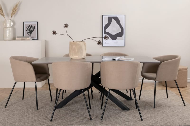 Piazza Matbord 190 cm med 6 Berit Karmstol med Armstöd