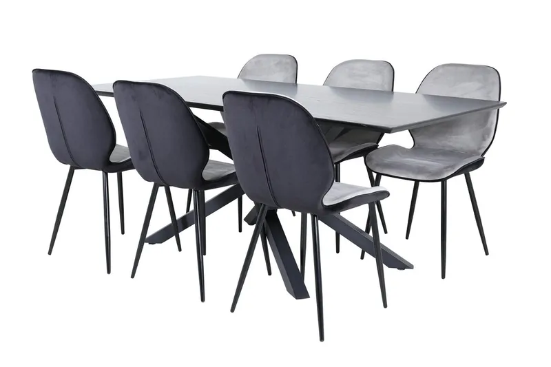Piazza Matbord 190 cm med 6 Emma Matstol