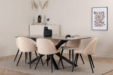 Piazza Matbord 190 cm med 6 Velvet Stitches Matstol - Möbler - Bord & matgrupper - Matgrupper