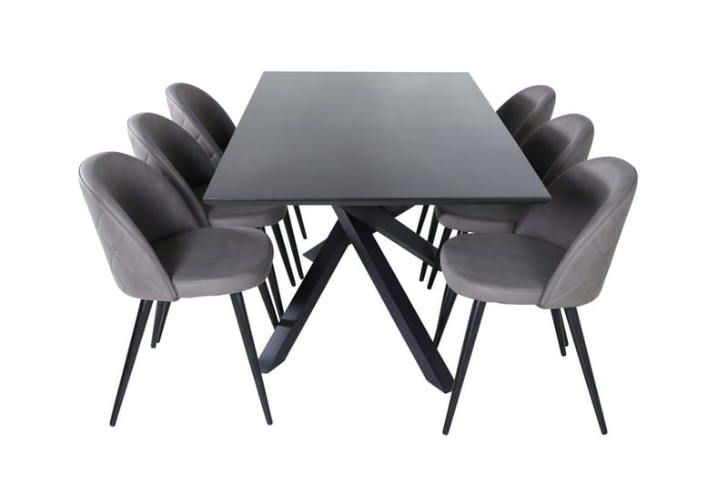 Piazza Matbord 190 cm med 6 Velvet Stitches Matstol - Möbler - Bord & matgrupper - Matgrupper