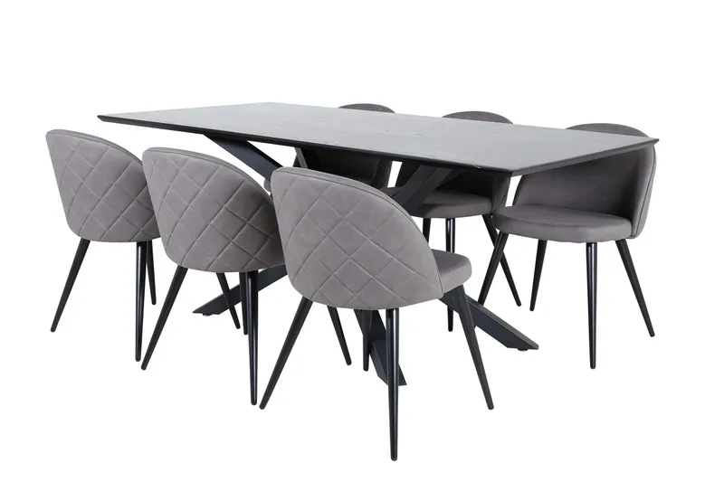 Piazza Matbord 190 cm med 6 Velvet Stitches Matstol