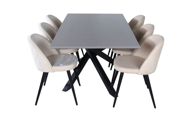 Piazza Matbord 190 cm med 6 Velvet Stitches Matstol - Möbler - Bord & matgrupper - Matgrupper