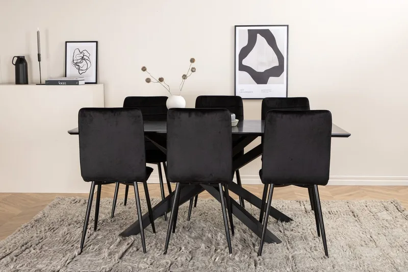 Piazza Matbord 190 cm med 6 Windu Matstol