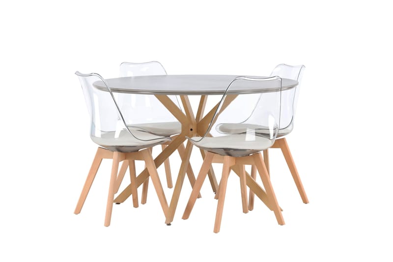 Piazza Matgrupp 120 cm Rund med 4 Edvin stolar - Grå - Möbler - Bord & matgrupper - Matgrupper