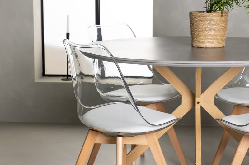 Piazza Matgrupp 120 cm Rund med 4 Edvin stolar - Grå - Möbler - Bord & matgrupper - Matgrupper