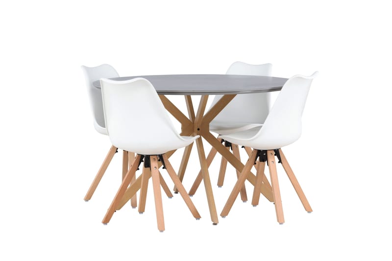 Piazza Matgrupp  120 cm Rund med 4 Zeno stolar - Grå - Möbler - Bord & matgrupper - Matgrupper