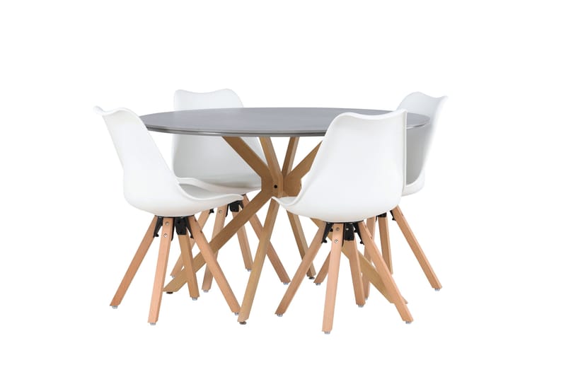 Piazza Matgrupp  120 cm Rund med 4 Zeno stolar - Grå - Möbler - Bord & matgrupper - Matgrupper