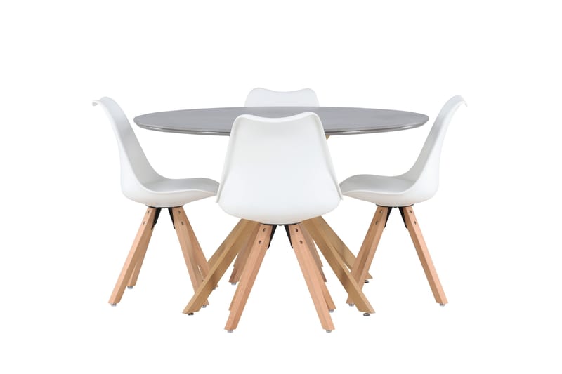 Piazza Matgrupp  120 cm Rund med 4 Zeno stolar, Grå